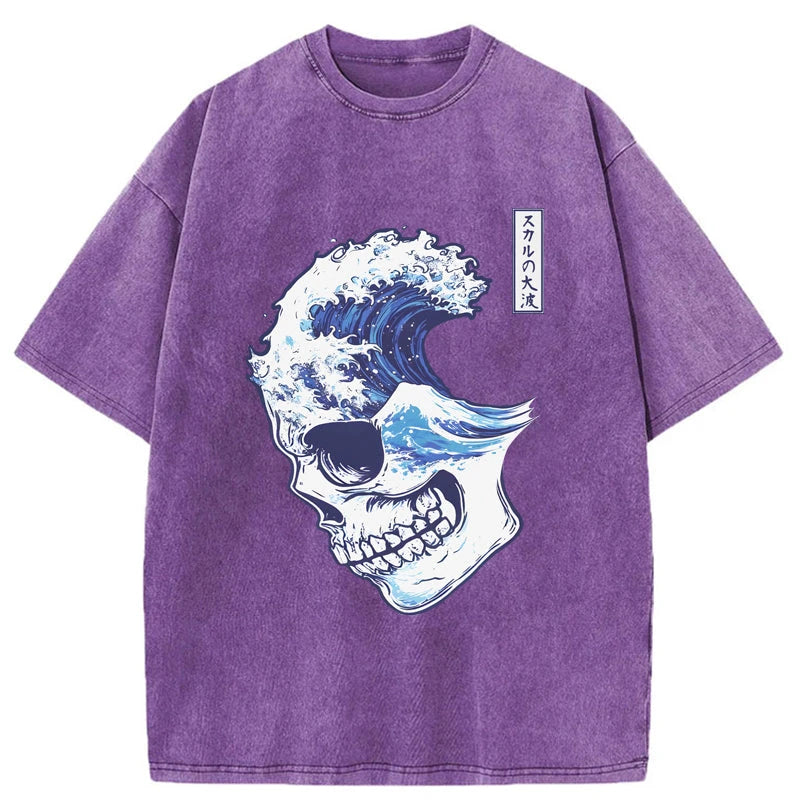 Tokyo-Tiger Skull Wave Washed T-Shirt