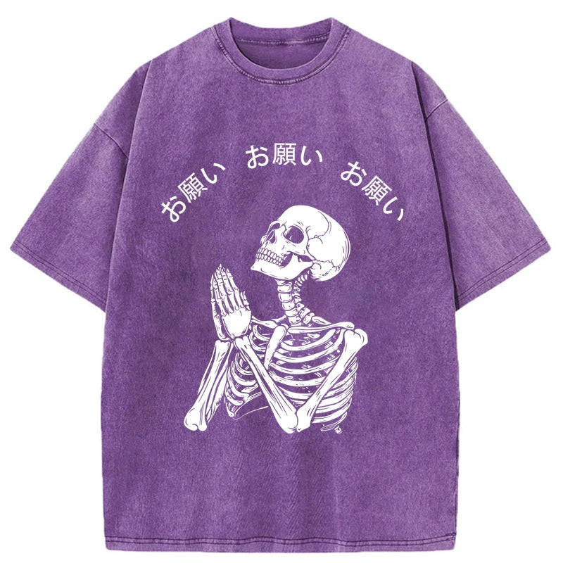 Tokyo-Tiger Skull Prayer Washed T-Shirt
