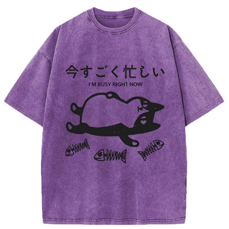 Tokyo-Tiger I'm Busy Right Now Washed T-Shirt