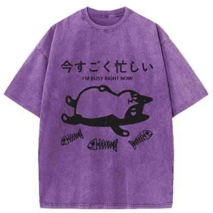 Tokyo-Tiger I'm Busy Right Now Washed T-Shirt