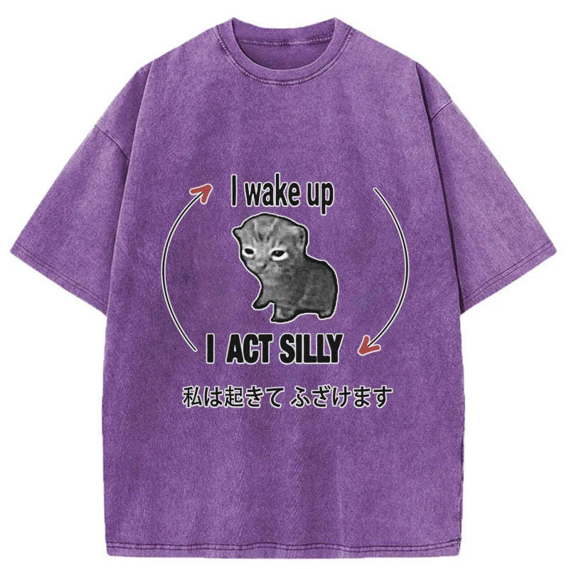 Tokyo-Tiger Wake Up Act Silly Washed T-Shirt