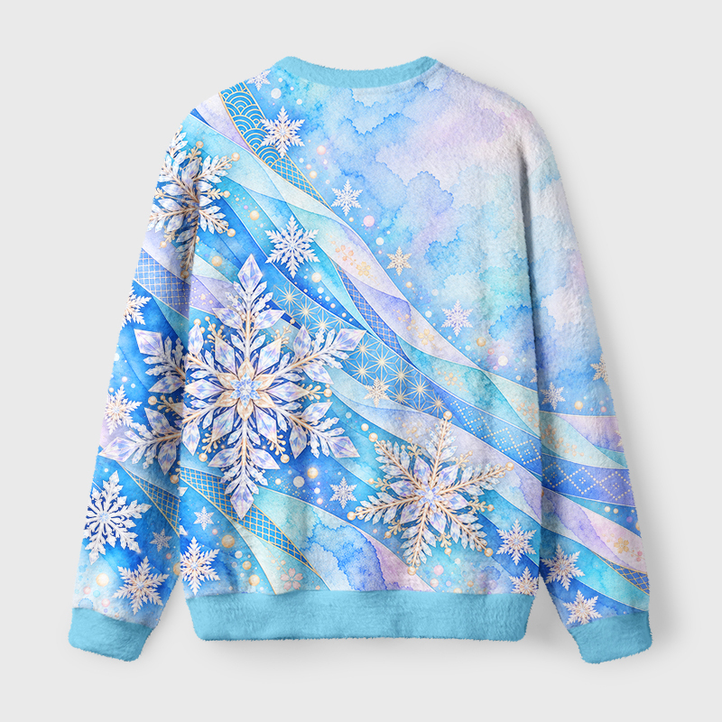 Tokyo-Tiger Shiny Ice Snowflake Art Fuzzy Christmas Ugly Sweatshirt
