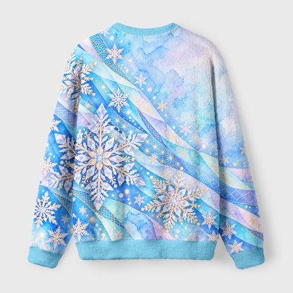 Tokyo-Tiger Shiny Ice Snowflake Art Fuzzy Christmas Ugly Sweatshirt