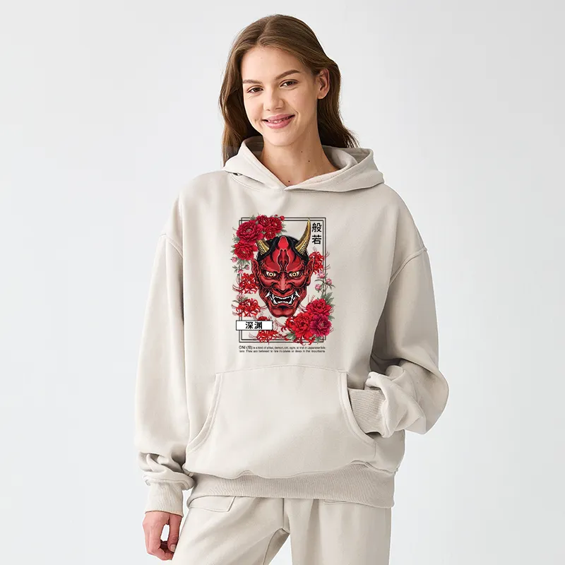 Tokyo-Tiger Cool Oni Floral Art Adult Fleece Hoodie