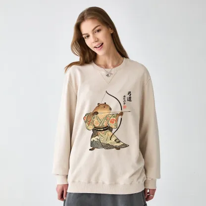 Tokyo-Tiger Capybara Archery Washed Terry Sweatshirt