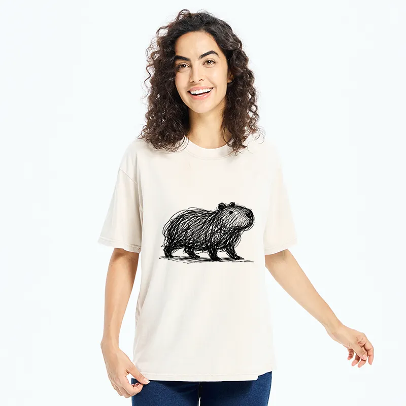 Tokyo-Tiger Minimalist Capybara Washed T-Shirt