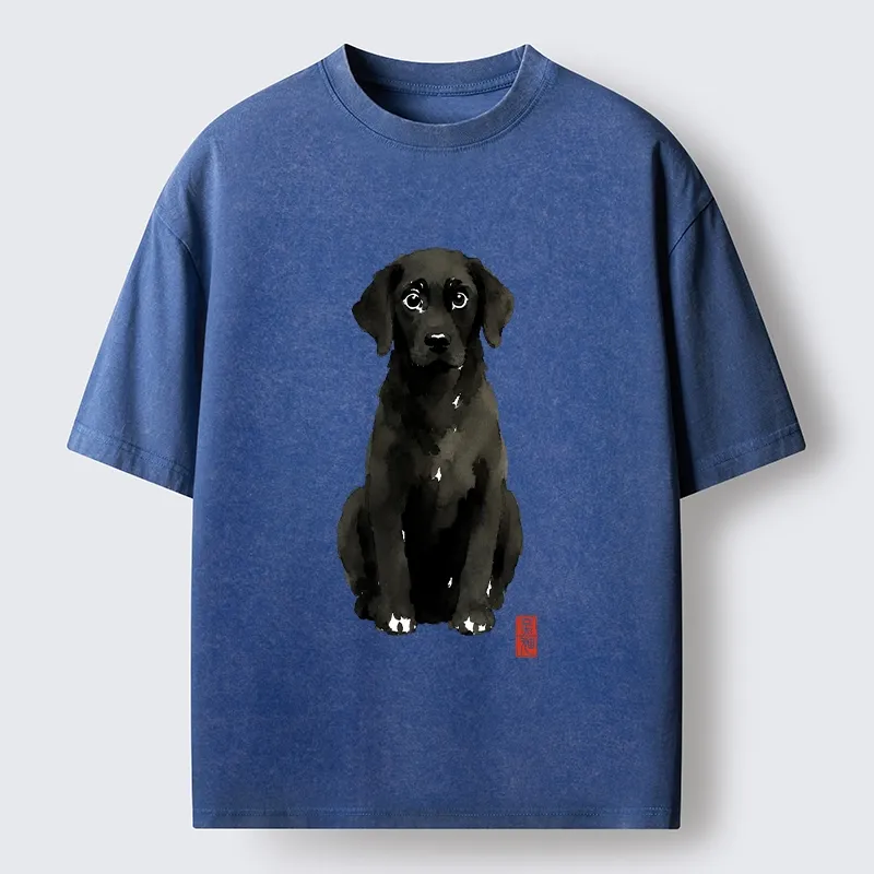 Tokyo‑Tiger Quirky Ink Dog Washed T‑Shirt