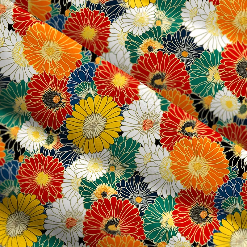 Tokyo-Tiger Colorful Chrysanthemums Maxi Dress