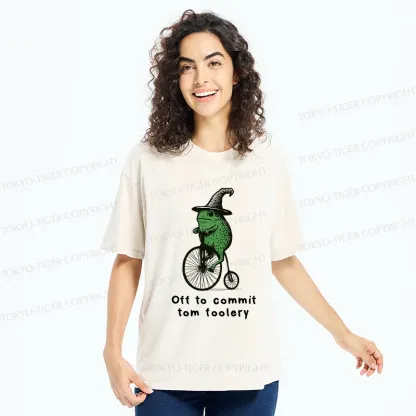 Tokyo-Tiger Frog Riding Penny-farthing Washed T-Shirt