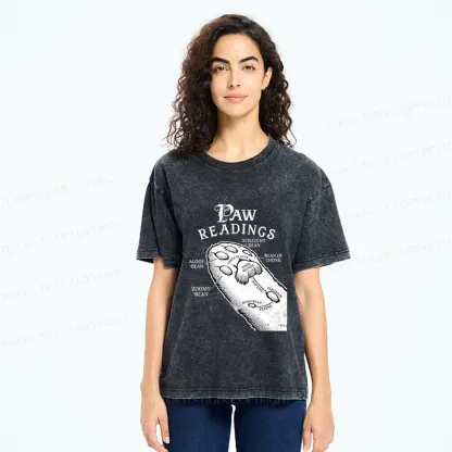 Tokyo-Tiger Funny Cat Paws Washed T-Shirt