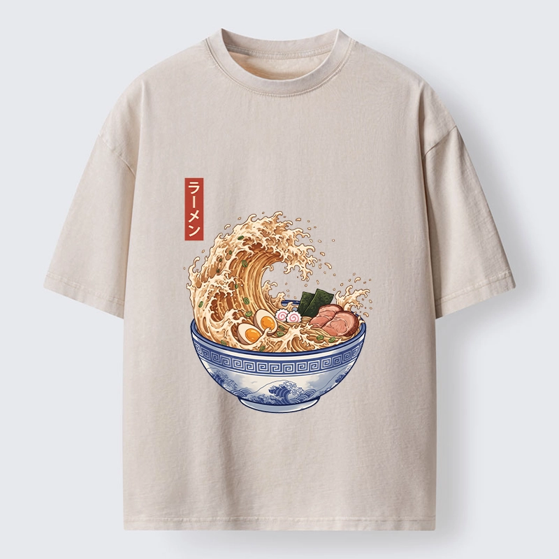 Tokyo‑Tiger Funny Wave Ramen Washed T‑Shirt
