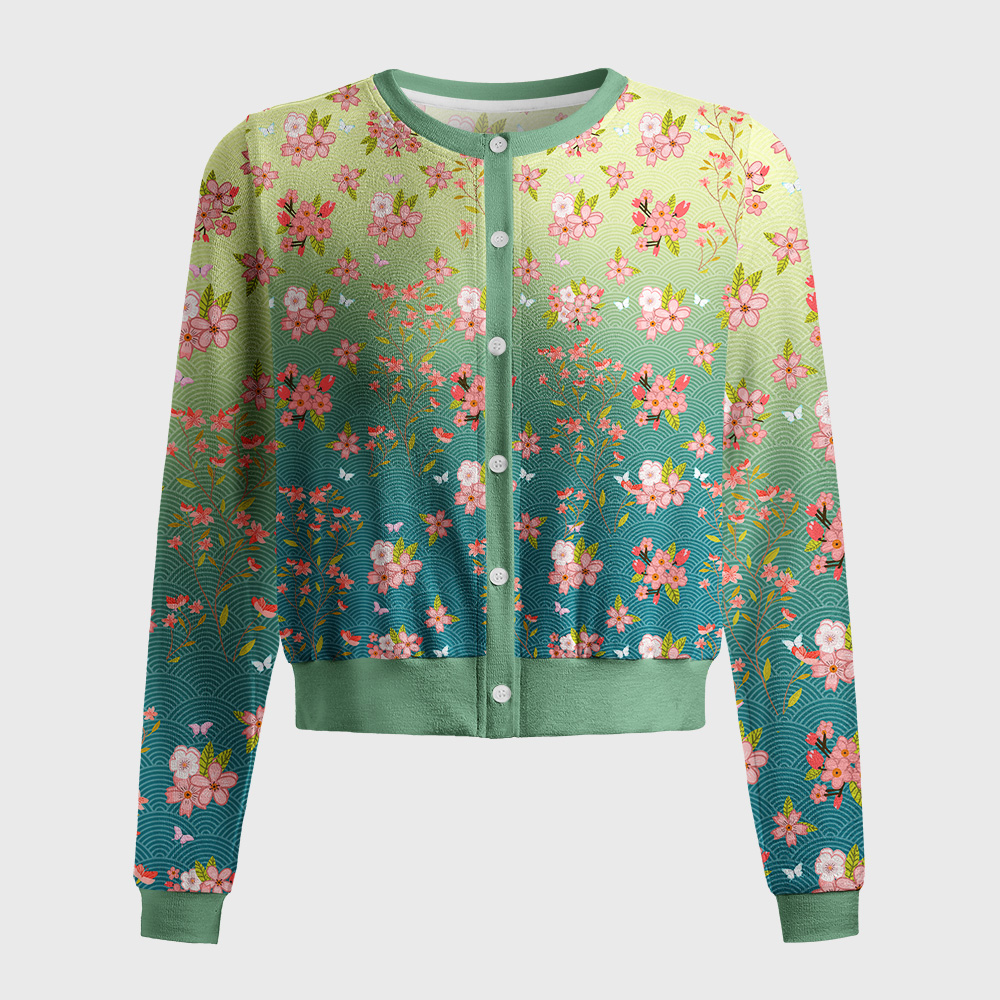 Tokyo-Tiger Sakura Blossom Waves Women's Lightweight Cardigan