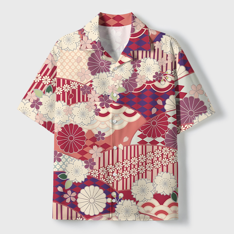 Tokyo-Tiger A Floral Fusion Cuban Collar Shirt