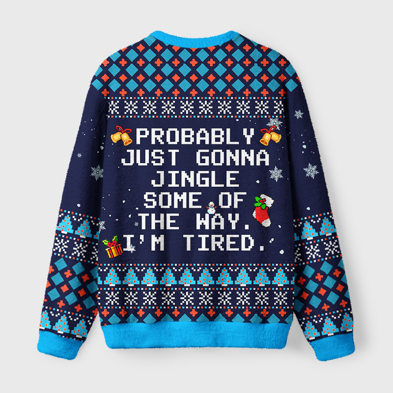 Tokyo-Tiger Too Tired to Fully Jingle Fuzzy Christmas Ugly Sweatshirt