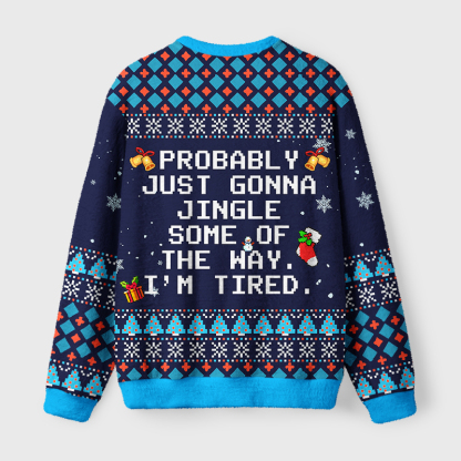 Tokyo-Tiger Too Tired to Fully Jingle Fuzzy Christmas Ugly Sweatshirt