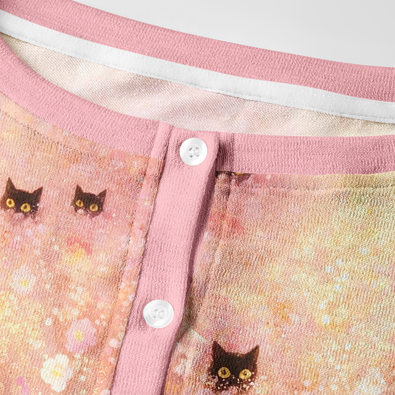 Tokyo-Tiger Black Cats Among Pink Blooms Women's Lightweight Cardigan