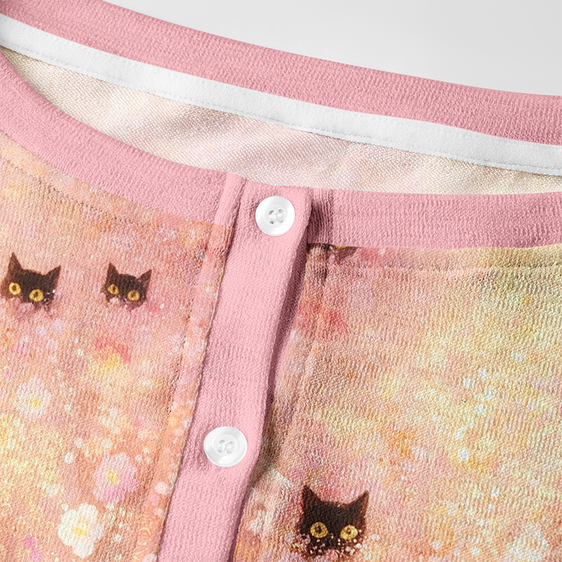 Tokyo-Tiger Black Cats Among Pink Blooms Women's Lightweight Cardigan