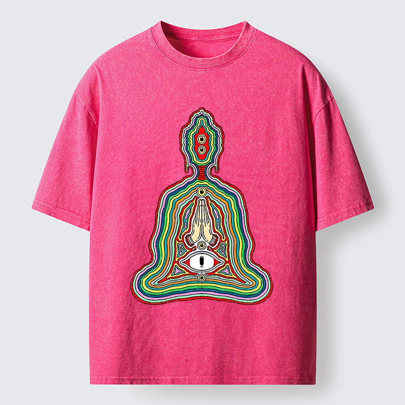 Tokyo-Tiger Colorful Multi Eye Buddha Washed T-Shirt