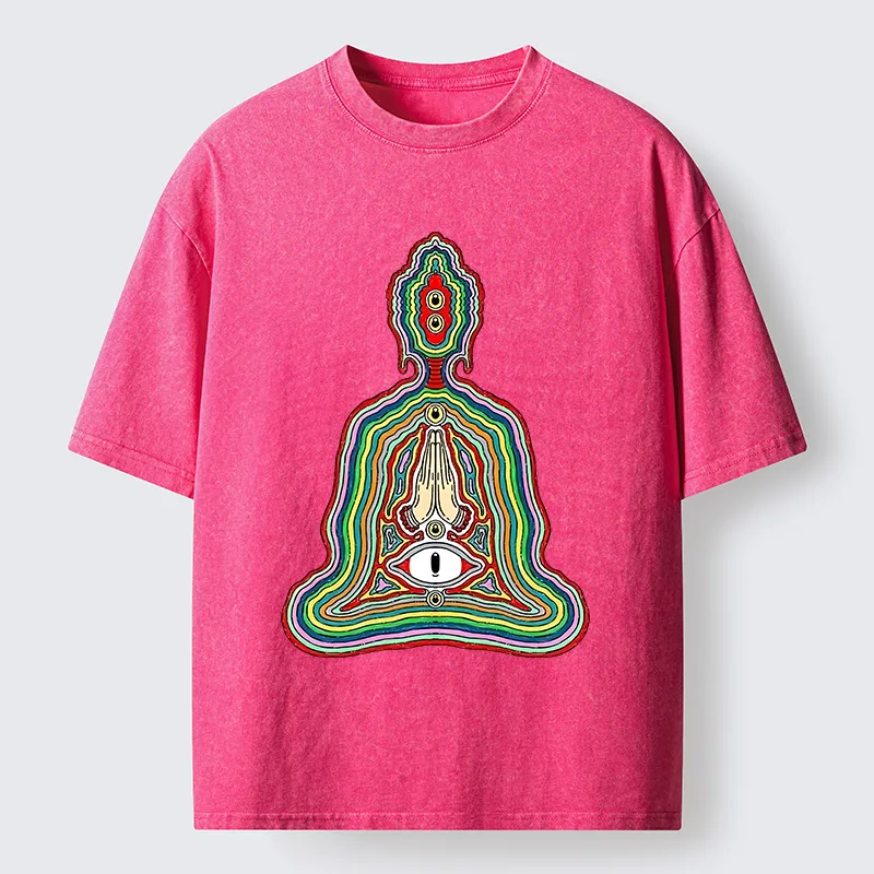 Tokyo-Tiger Colorful Multi Eye Buddha Washed T-Shirt
