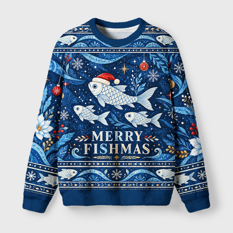 Tokyo-Tiger Funny Sardine School Christmas Ugly Sweatshirt