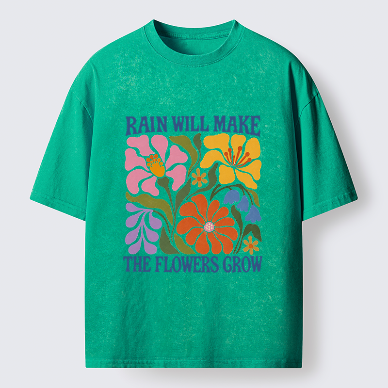 Tokyo-Tiger Retro Floral Positive Quote Washed T-Shirt