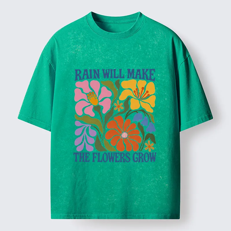 Tokyo-Tiger Retro Floral Positive Quote Washed T-Shirt