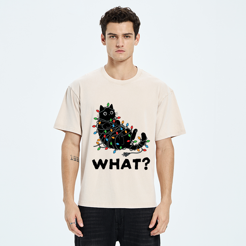 Tokyo-Tiger Cute Christmas Black Cat Meme Washed T-Shirt