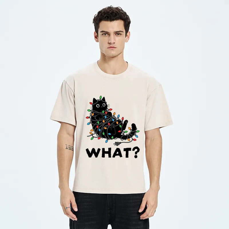 Tokyo-Tiger Cute Christmas Black Cat Meme Washed T-Shirt