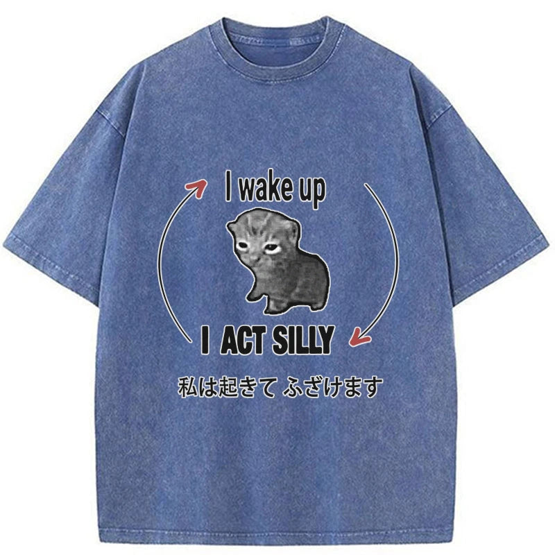 Tokyo-Tiger Wake Up Act Silly Washed T-Shirt