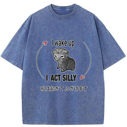 Tokyo-Tiger Wake Up Act Silly Washed T-Shirt