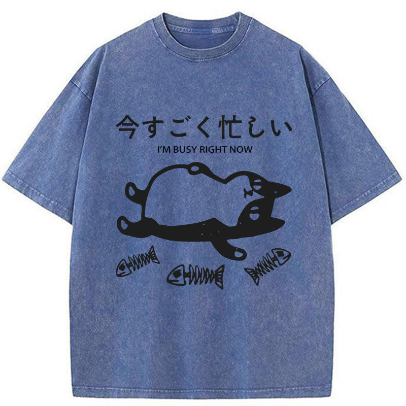 Tokyo-Tiger I'm Busy Right Now Washed T-Shirt