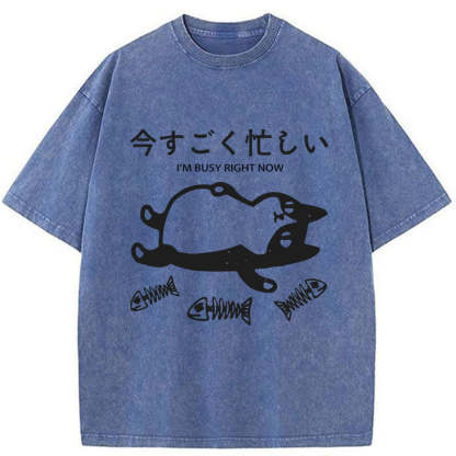 Tokyo-Tiger I'm Busy Right Now Washed T-Shirt