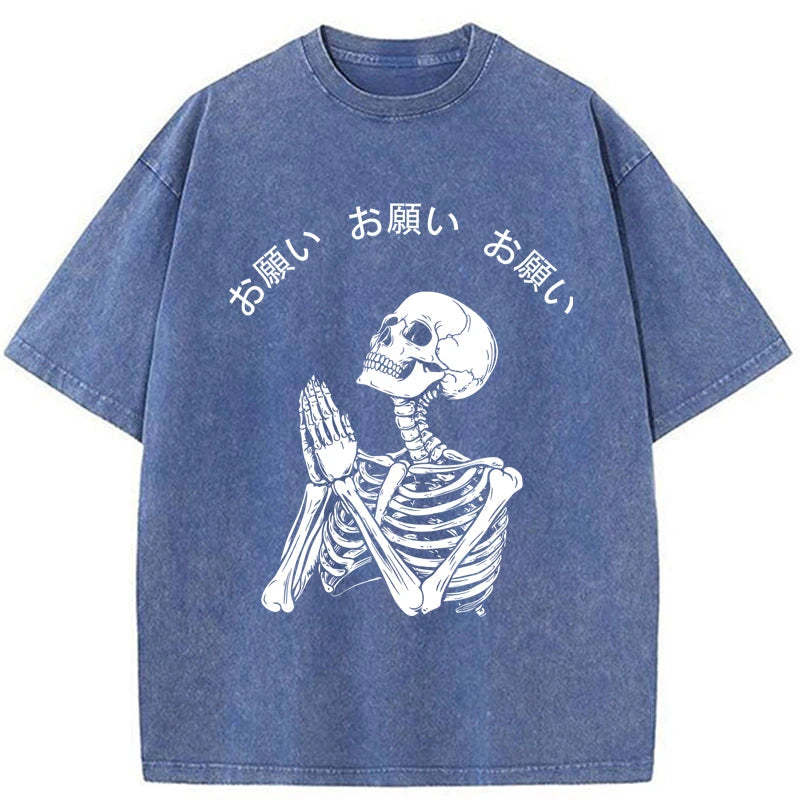 Tokyo-Tiger Skull Prayer Washed T-Shirt