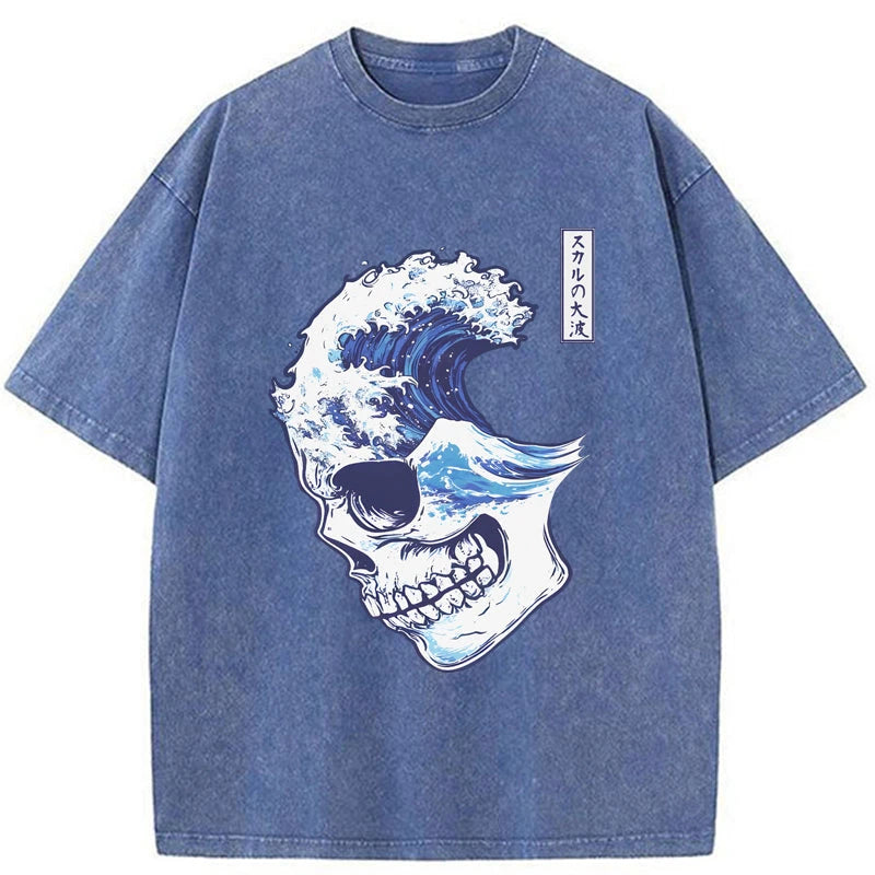 Tokyo-Tiger Skull Wave Washed T-Shirt