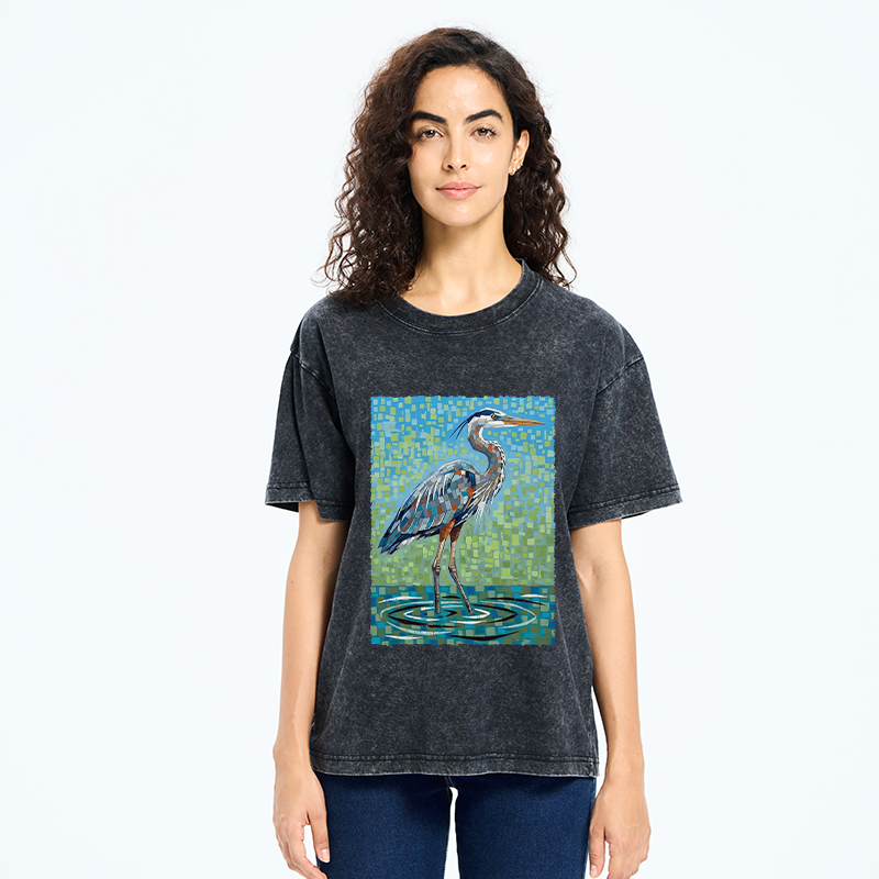 Tokyo-Tiger Color Block Heron Washed T-Shirt