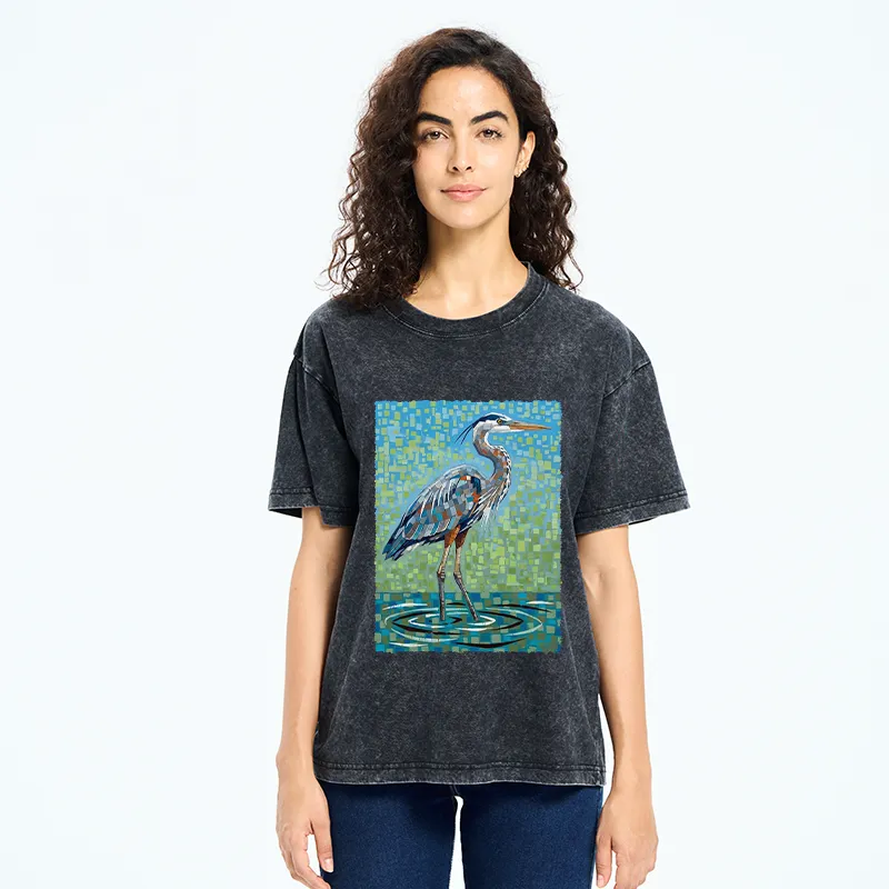 Tokyo-Tiger Color Block Heron Washed T-Shirt