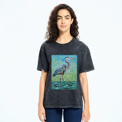 Tokyo-Tiger Color Block Heron Washed T-Shirt