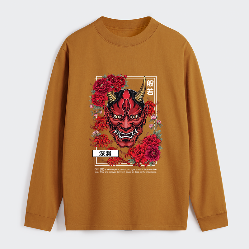 Tokyo-Tiger Cool Oni Floral Art Classic Long Sleeve T-Shirt