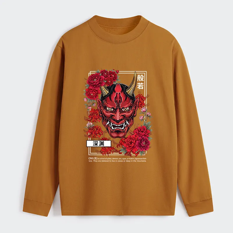 Tokyo-Tiger Cool Oni Floral Art Classic Long Sleeve T-Shirt