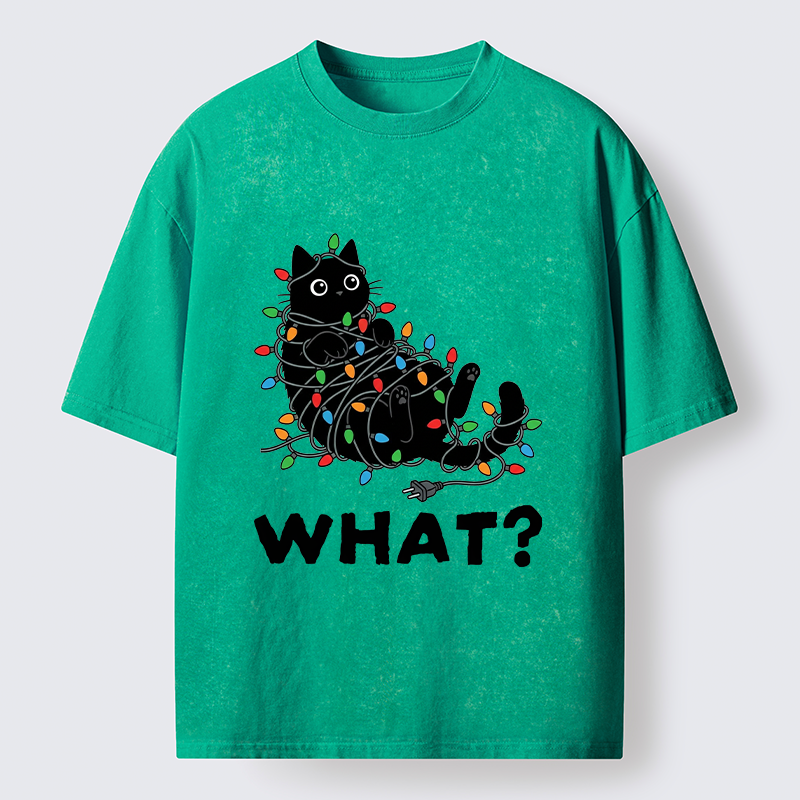 Tokyo-Tiger Cute Christmas Black Cat Meme Washed T-Shirt