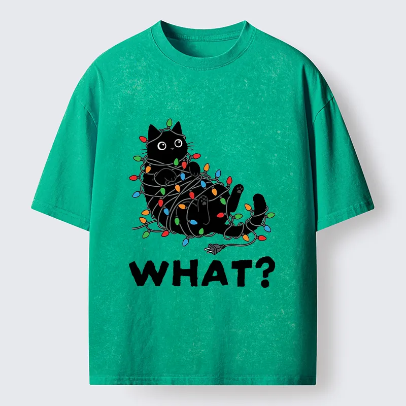 Tokyo-Tiger Cute Christmas Black Cat Meme Washed T-Shirt