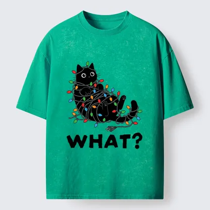 Tokyo-Tiger Cute Christmas Black Cat Meme Washed T-Shirt