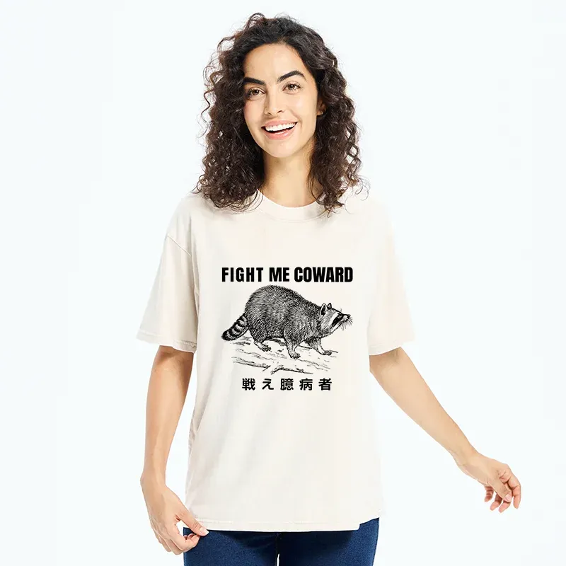 Tokyo-Tiger Fight Raccoon Japanese Washed T-Shirt