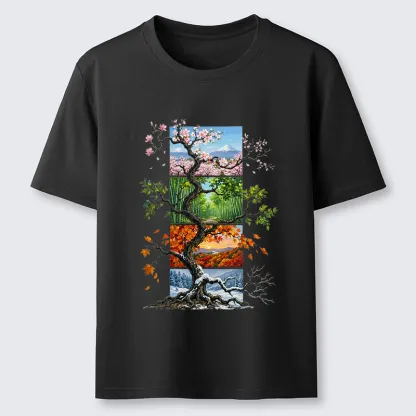 Tokyo-Tiger Nature Four Seasons Tree Art Classic T-Shirt