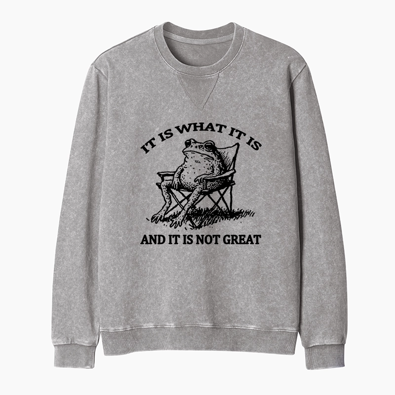 Tokyo-Tiger Resting Frog Funny Washed Terry Sweatshirt