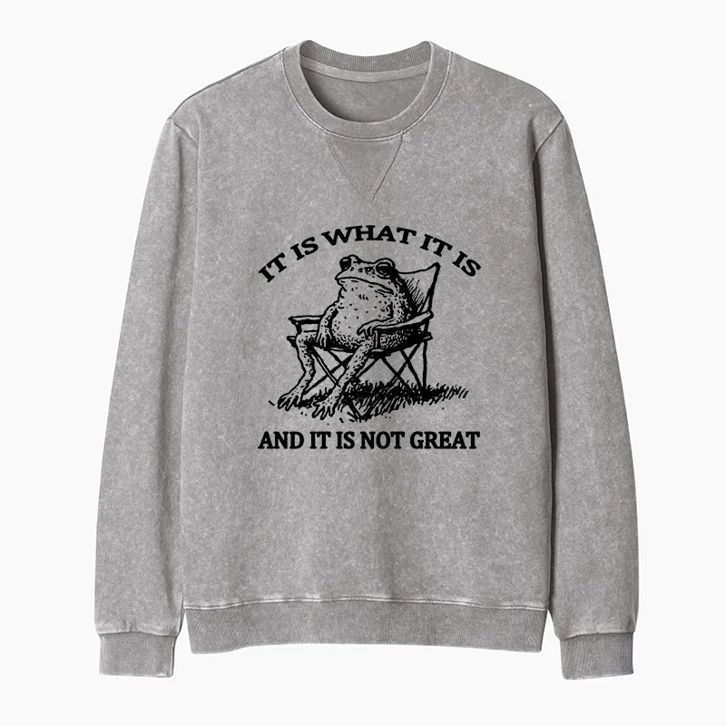 Tokyo-Tiger Resting Frog Funny Washed Terry Sweatshirt