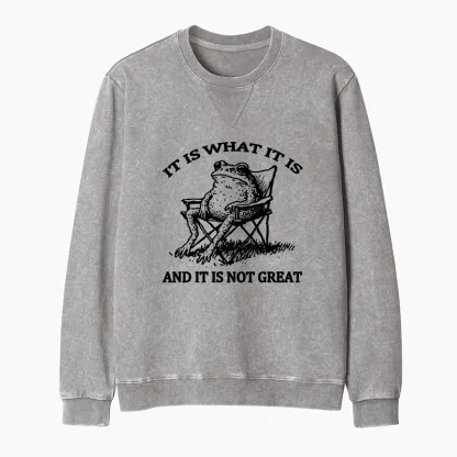 Tokyo-Tiger Resting Frog Funny Washed Terry Sweatshirt