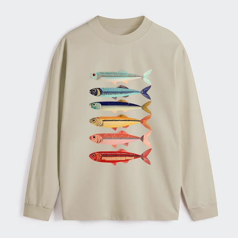 Tokyo‑Tiger Colorful Fish Stack Classic Long Sleeve T-Shirt
