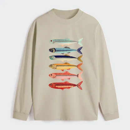 Tokyo‑Tiger Colorful Fish Stack Classic Long Sleeve T-Shirt