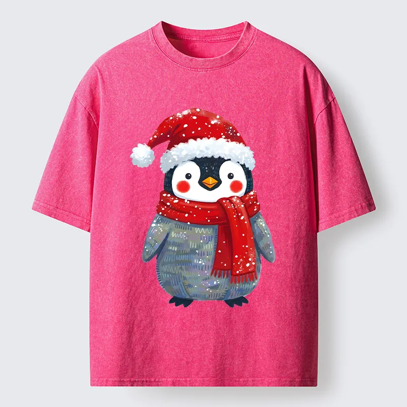 Tokyo-Tiger Cute Christmas Penguin Meme Washed T-Shirt